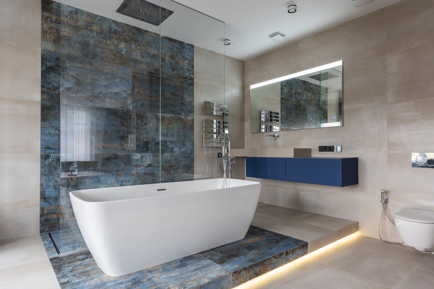 Modern Bathroom Interior with Freestanding Bathtub